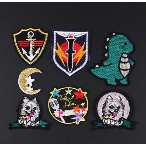 Cartoon Moon Star Patches 3D Diy Anchor Badges Dog Animal Appliques Iron On Rock Microphone Club Clothes Hat Decor