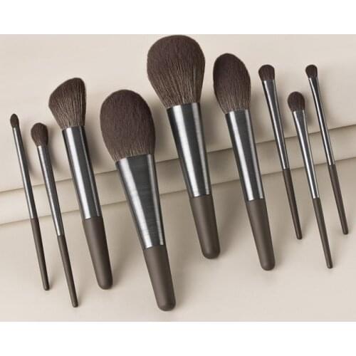 9pcs Champagne Makeup Brushes Set For Cosmetic Foundation Powder Blush Eyeshadow Kabuki Blending Make Up Brush Beauty Tool 2021