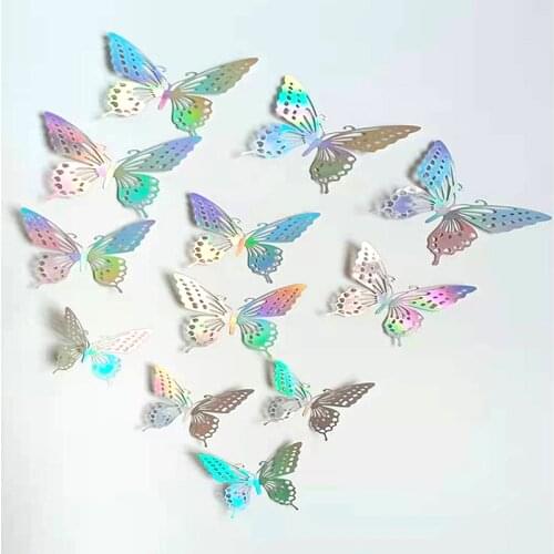 12pcs Sticker 3D Effect Crystal Butterflies Wall Sticker Beautiful Butterfly for Kids Room Wall Decal Home Decoration