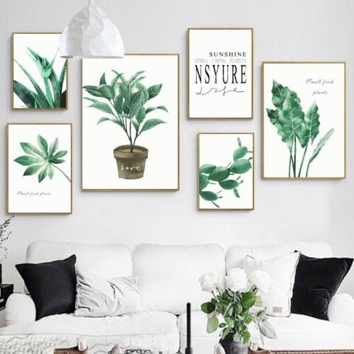 Green Plant Bonsai Cactus Wall Art Canvas Painting Leaves Nordic Posters And Prints Wall Pictures For Living Room Decoration