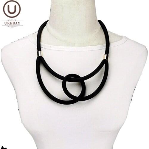 UKEBAY New Choker Necklaces Women Rubber Necklace Handmade Sweater Chains Short Necklaces Ethnic Clothes Accessories Jewellery