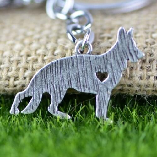German Shepherd Dog Pendant Chains Keychain Animal Metal Trendy Holder Keyring