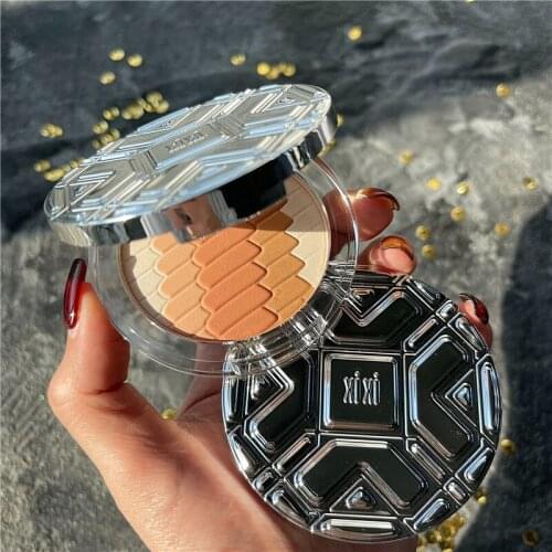 Face Make Up Powder Palette Iluminador Makeup Highlighter Bronzer Face Bronzer Highlighter Blush Palette 4 Colors Long-Lasting