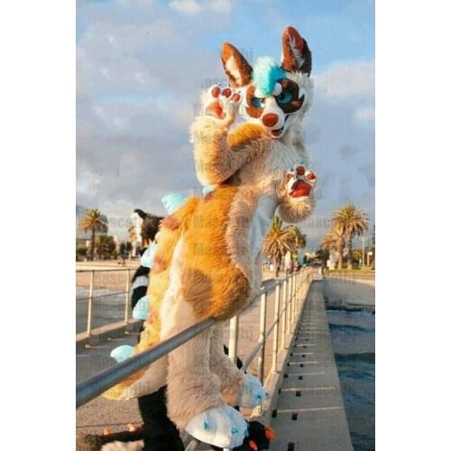 Plush Fursuit Husky Dog Fox Mascot Costume Furry Animal Role-playing Suit Fancy Party Game Clothes One-piece Stage Show Adult