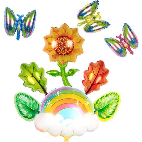 Sunflower foil Balloons wedding Party Kids Birthday Party Decorations Butterfly Balloon Baby Shower Decors Leaf Globos