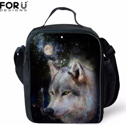 FORUDESIGNS Wolf portable Lunch Bag Thermal Insulated Box Tote Meal Bag Tiger Pouch Lunch Storage Case Family Picnic Food Bag