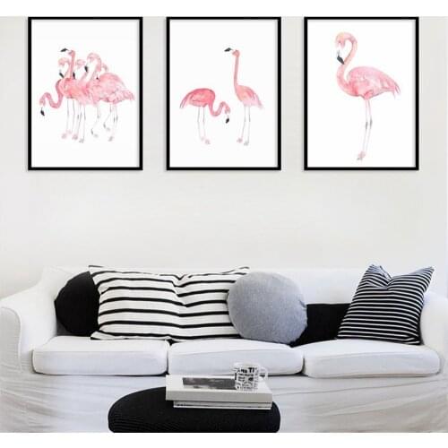 Self Adhesive Wall Sticker Pink Flamingo Home Decor Painting Passionate Flamingo Waterproof Wallpaper Poster Wall Art Pictures