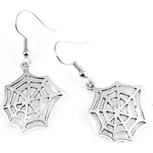 Gothic Alternative Spider Web Dangle Earring Punk Men Women Silver Plated Earring Punk Trend Men Women Halloween Jewelry Gift