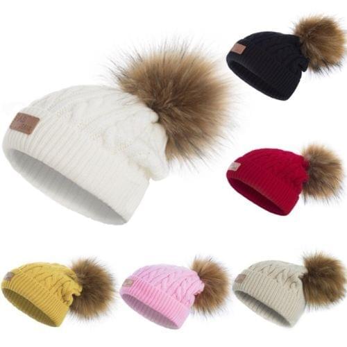 Newborn Kids Baby Boys Girls Pom Hat Winter Warm Crochet Knit Bobble Beanie Cap