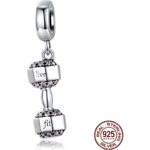 Fit Pandora bracelet charm necklace pendant dumbbell charms 925 sterling silver original fashion jewelry gift