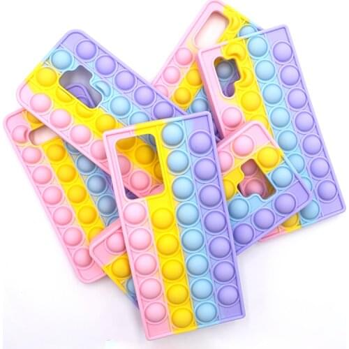 Relive Stress Fidget Toys Push Pop Bubble Silicone Case for Samsung S9 Plus Note 20 Ultra 9 S21 Ultra S20 S10 A11 A51 A71 A52 A7