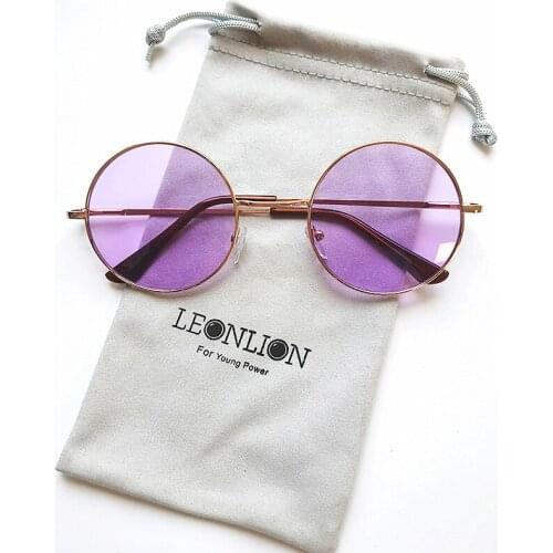 LeonLion 2021 Candy Color Round Sunglasses Women Fashion Sun Glasses Women Mirror Classic Vintage UV400 Oculos De Sol Gafas