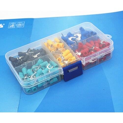 SV1.25-4 Furcate Fork Spade 22~16AWG Wire Crimp pressed terminals Cable Wire Connector Kit