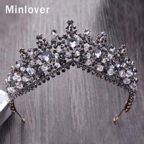 Minlover Retro Crystal Baroque Bride Tiaras and Crowns Wedding Hair Accessories for Women Queen Diadem Headpiece Headbands HG185