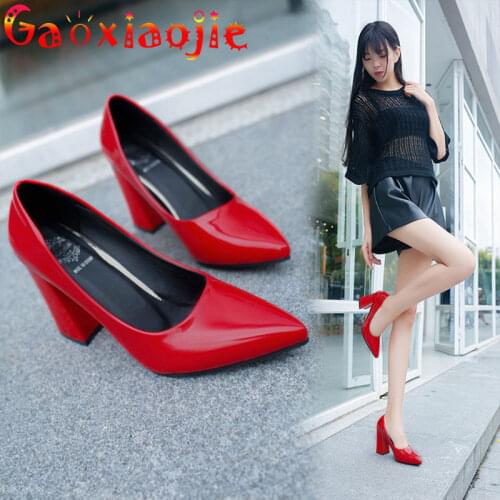 Thick Heel Woman Pumps 2021 Spring And Autumn New 9.5CM Office Casual Single Shoes Fashion Pointed Toe Wedding High Heel Shoes