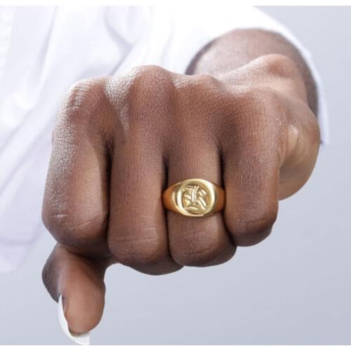 Retro Initials Letter Rings for Women Name Stainless Steel Ring Female Male Ring Jewelry Lovers Friends Best Gifts 2020 New