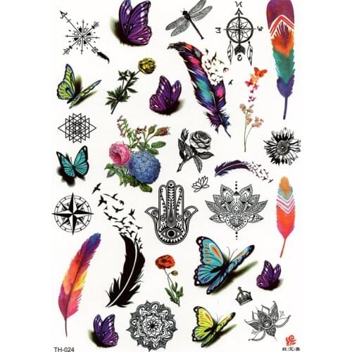 Hot Design Temporary Tattoo for Adult Waterproof Tatoo Sticker Body Art Specimen Butterfly TH024 Fake Tattoo Man Woman
