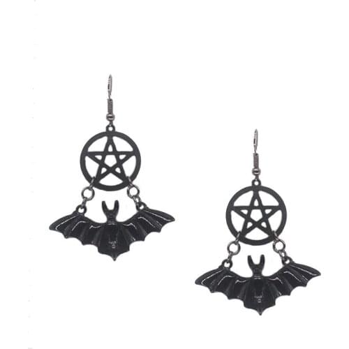 Black Bat Star Earrings Simple Halloween Party Gift Hip Hop Animal Long Earrings For Women High Quality Gothic Jewelry New 2020