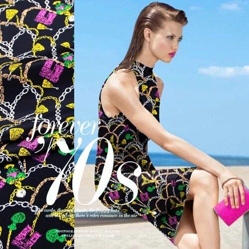 114cm anti wrinkle silk fabric meter 14mm crepe de chine silk fabric chain print shirt dress crepe fabric wholesale silk cloth