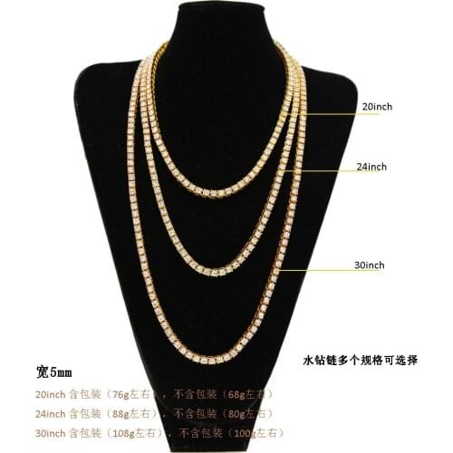 2021 Popular Mens Hip-hop Jewelry 1 Row Alloy Necklace, All Water Single Row Necklace, European And American Popular