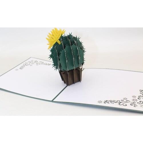 3D Laser Cut Handmade Plant Flowering Cactus Birthday Party Paper Invitation Greeting Cards Postcard Children Kids Creative Gift