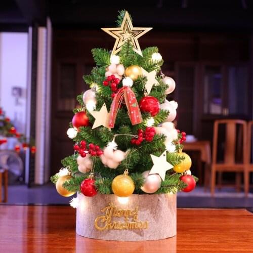 60CM Mini Christmas Tree With Lights Bell Cones 2021 new year decor Christmas home decoration Festival Party Desktop decoration