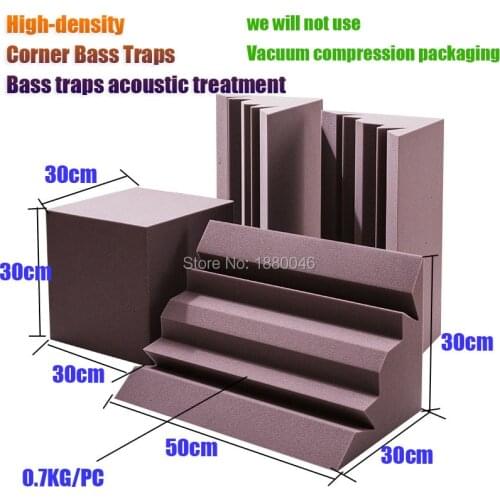 High-density 0.7KG/PC coffee corner bass traps 4pcs/set acoustic bass traps acoustic treatment bass trap not compressed packaing