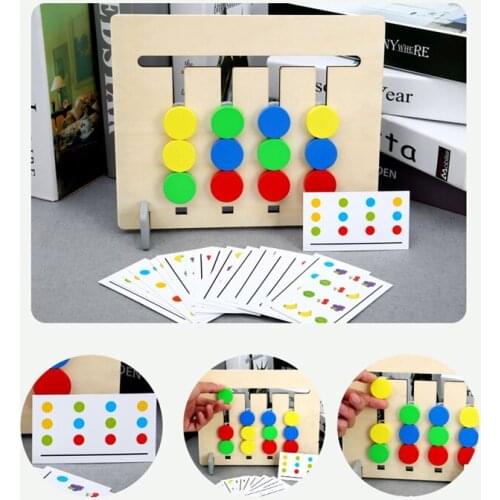NEW Style Four Colors/Fruit Matching Game Montessori Wooden Childrens Toys Logic Double-Sided Childs Educational Toys Gifts