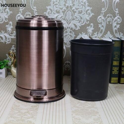 Two sizes Wearable Garbage Antique Waste Bin Household Kitchen Sealed Metal Trash Can Creative Stainless Steel Wastebasket