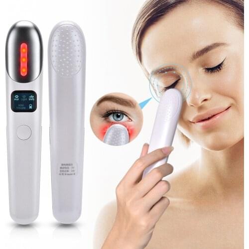 EMS Eyes Massager Hot Compress Red Light Therapy Anti Wrinkles Removal Dark Circle Anti Aging Eye Care Vibration Beauty Massage