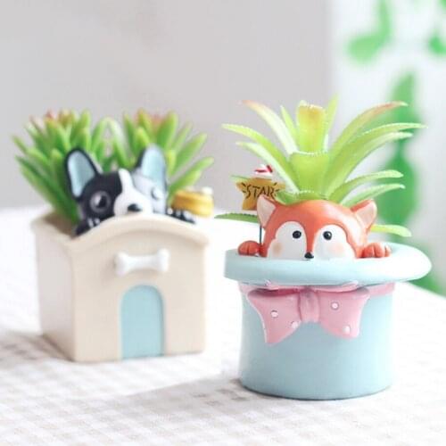 Succulent Pots with Drainage Resin Mini Flower Pot Garden Plants Vase Desk Flower Decoration Fleshy Planters