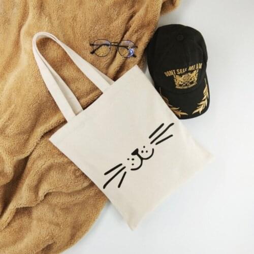 Cute cat beard Series Canvas Bags Fashion Shopping Tote Travel Large Capacity Bags Casual Unisex Gift Pocket Bags