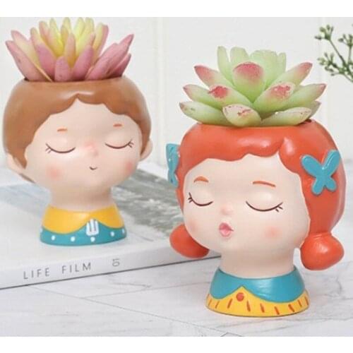 1 lot Resin Succulent Planter Cute Flowerpot Office Balcony Ornament Decor