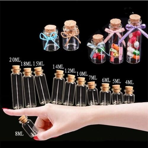 Mini Glass Bottle with Corks Empty Glass Glass Jars Vial for Decoration Artware Bottles Crafts Gift Wedding 50pcs