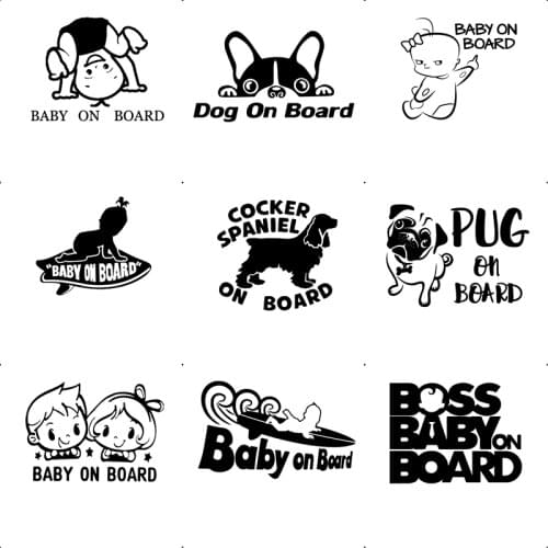 Cartoon Dog On Board Stickers Car Vinyl Wrap Funny Auto Sticker Oil Tank Cover Car-Styling Decor Accessories