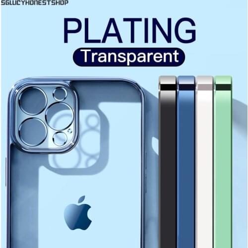 Plating Clear Soft Case For iPhone 12 Mini 11 Pro XS Max XR X Protection Cover For iPhone 7 8 6 6s Plus SE 2020 Crystal Cases