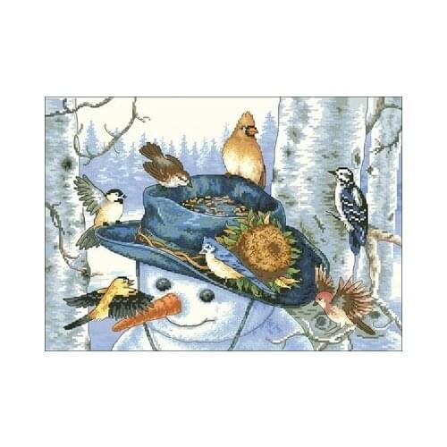 IM-35137 Little Snowman Needlework,For Embroidery,DIY 14CT Unprinted Arts Cross stitch kits Set Cross-Stitching Home Decor