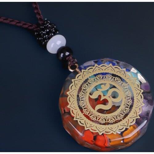 Orgonite Pendant Om Symbol Chakra Healing Energy Necklace Meditation Jewelry Handmade Professional Dropshipping
