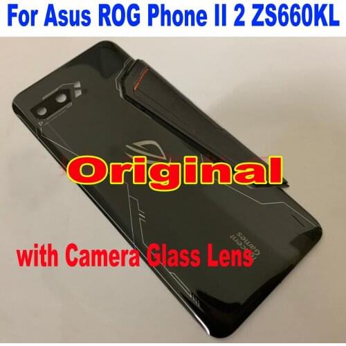 Original Rear Cover For Asus ROG Phone II 2 ZS660KL I001D I001DA I001DE Back Battery Case Housing Door Lid + Camera Glass Lens