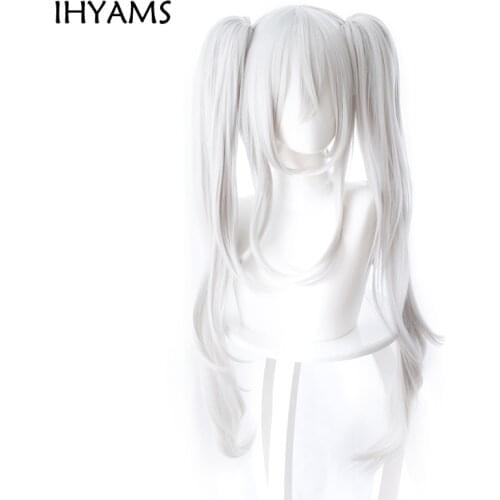Azur Lane Cosplay Wig 80cm Silver White Long Heat Resistant Synthetic Wig Azur Lane Vampire Wig Halloween + Wig Cap