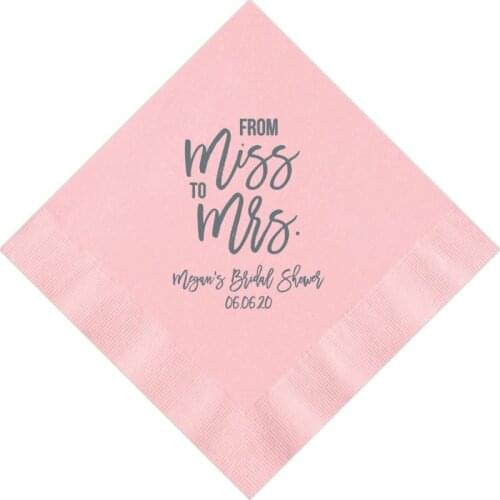 Personalized Napkins Bridal Shower From MISS to MRS Custom Printed Monogram Napkins Customised Wedding Napkins baby shower