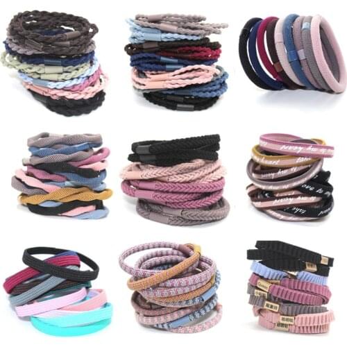 5 Pcs/set Simple Highly Elastic Durable Tie Hair Rope Ring Scrunchies Women Girls Hair Rubber Bands Accessories Holder Headdress