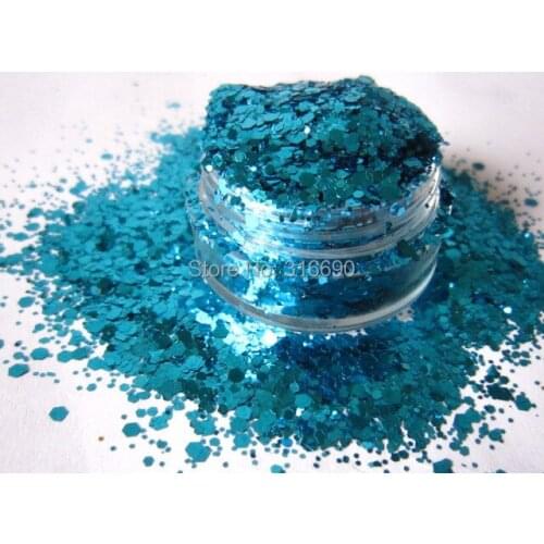 Solvent Resistant Blue Glitter Mix for Nail Art and Crafts