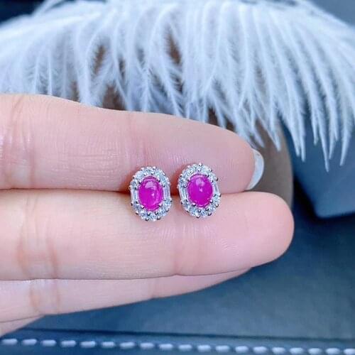 Natural And Real ruby earring gemstone Jewelry 925 sterling silver for women Earring Party Ring