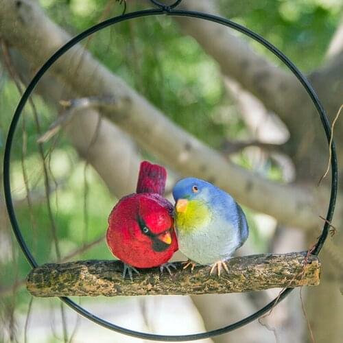 Nordic Art Resin Simulation Iron Ring Bird Sculpture Pendant Modern Minimalist Garden Landscape Outdoor Animalcrafts Furnishings