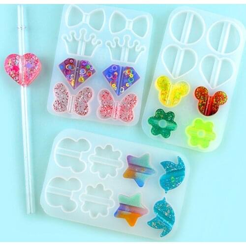 Straw Topper DIY Straw Topper Mold Resin Mold Flower Butterfly Beach Party Decor Epoxy Resin Art Straw Attachment Crafts