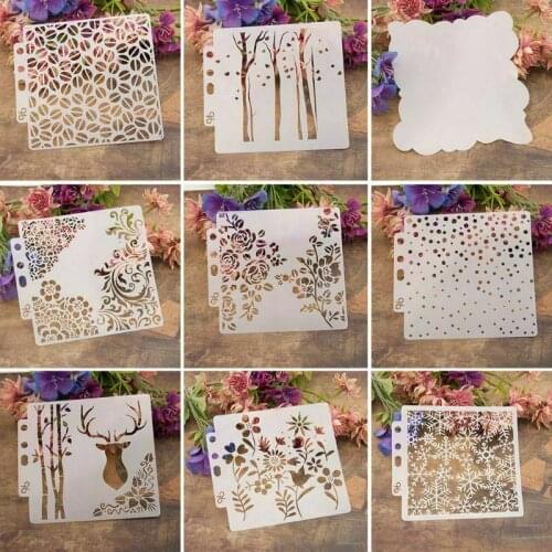 Deer Flower Cake Stencil Painting Stencil Wedding Coffee Cupcake Cookie Model Decoration Fondant Side Baking Decor DIY Tools