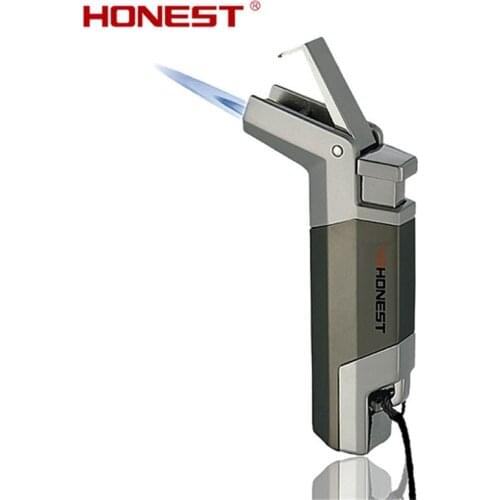 Honest Torch Turbo Lighter Gas Lighter Blue Jet Flamethrower Electronic Lighter 1300C Butane Lit Cigar Lighter Man