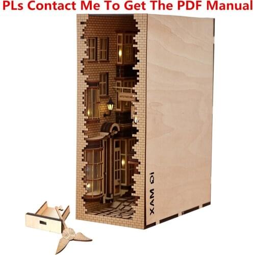 Japanese Style Street Rear Lane Bookcase 3D DIY Wooden Assembled Model Bookshelf - New London Lane + Tool Kit