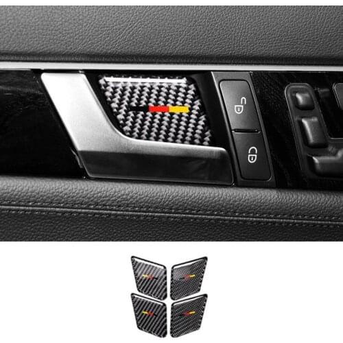 Carbon Fiber Inner Door Handle Bowl Decoration Cover Trim 4Pcs For Mercedes Benz GLK X204 2008-2015 Car Interior Accessories